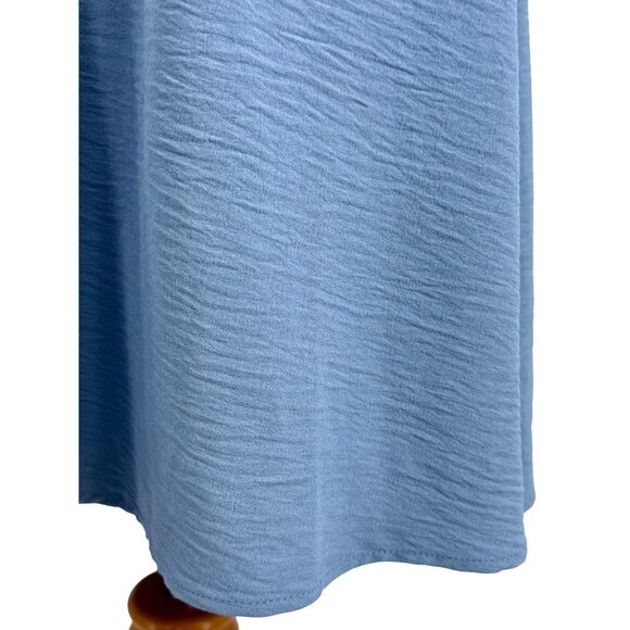 June + Hudson Blue Empire Puff Sleeve Mini Dress Cottagecore Prairie Babydoll - Picture 6 of 13